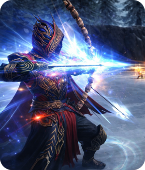 An archer unleashes a glowing skill shot